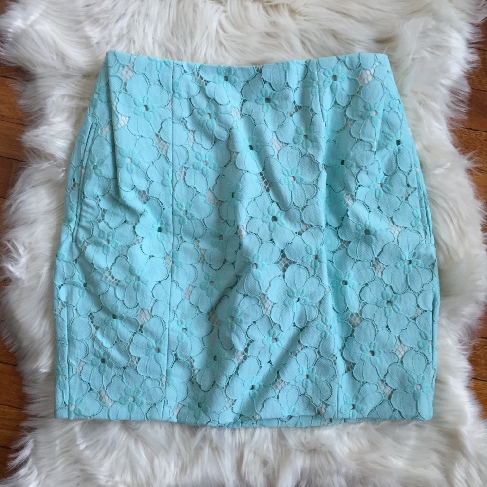 ☀️Diane Von Furstenberg Turquoise Floral Skirt 4